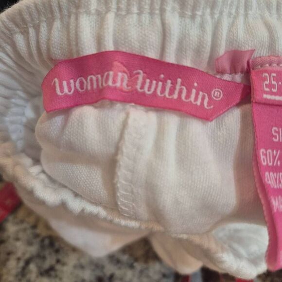 Woman Within Women's White Cotton/Poly Drawstring Skort w Pockets - Picture 10 of 11